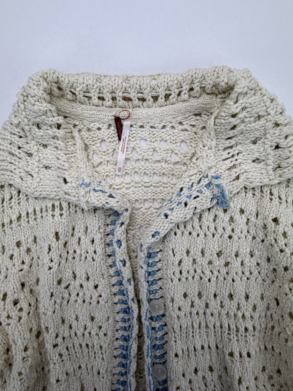 Free People Santa Cruz Club Shirt Crochet Button Down XS - Picture 5 of 13